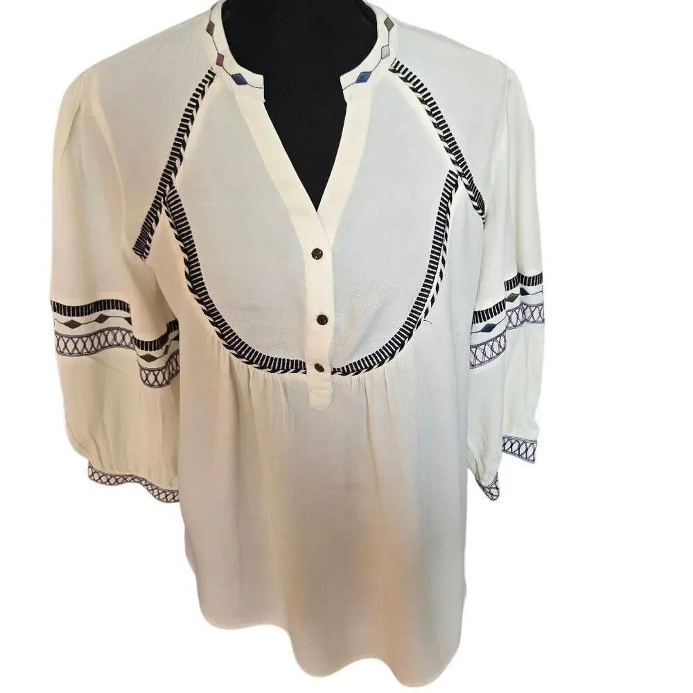ba&sh Womens Ecru Talsie Bohemian Style Embroidered Blouse Medium